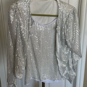 Silver Sequin Jacket and Top Combo
